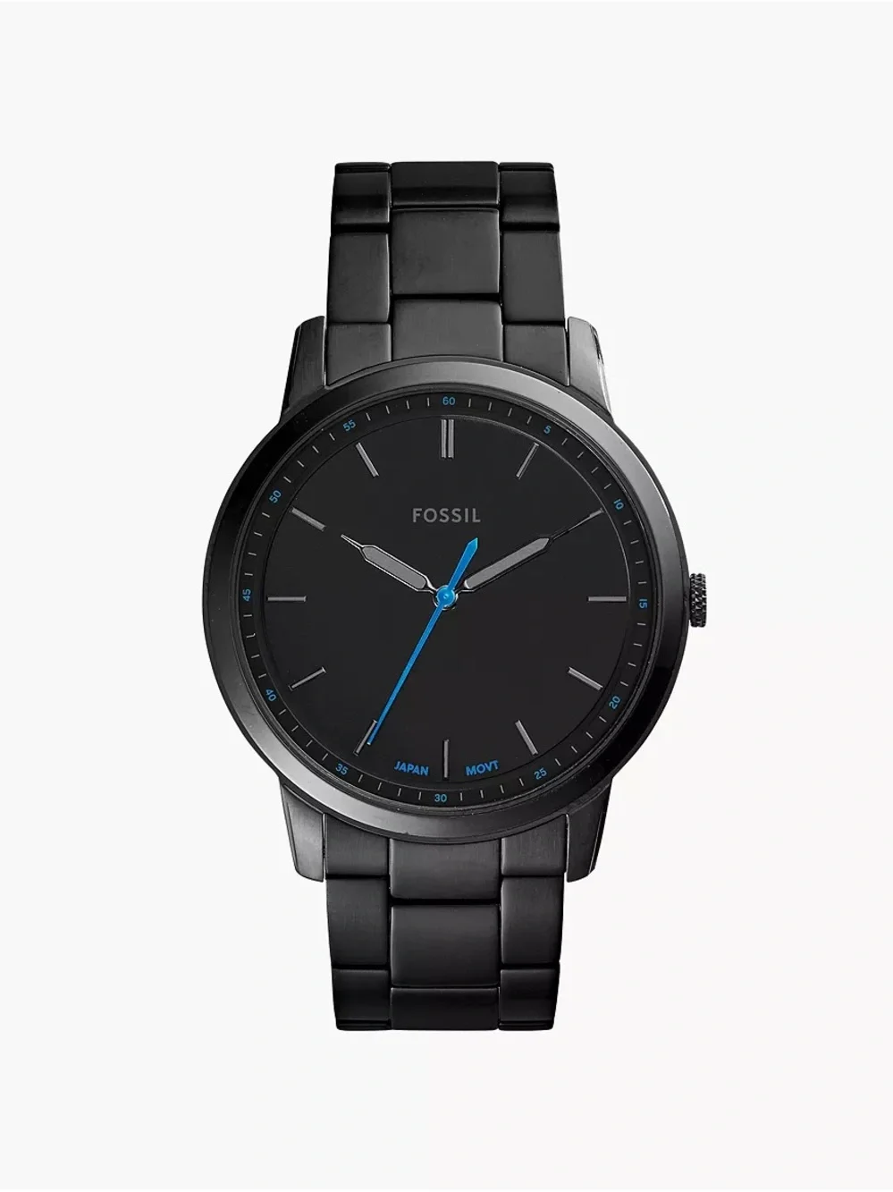 Fossil Black Dial Men's Watch with Blue Second Hand (NWT)